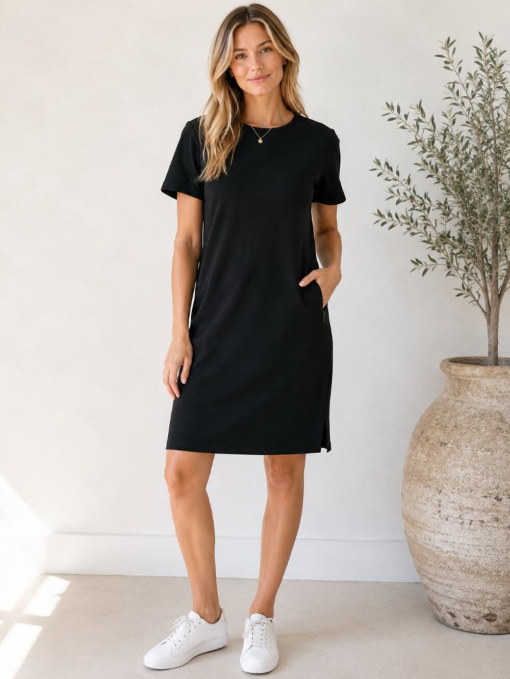 Sweat & Milk Black Nursing Dress M/L NWT Minimalist Stretch Shift Dress
